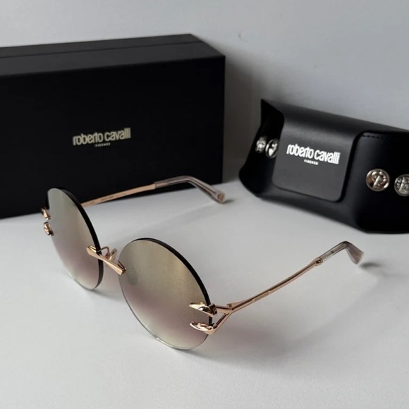 NWT Roberto Cavalli Oversized Rimless Round Sunglasses - Picture 3 of 5